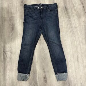 Hollister Jean High Rise Crop Legging Women's 9R W29 L26 Dark Wash Raw Cuffed